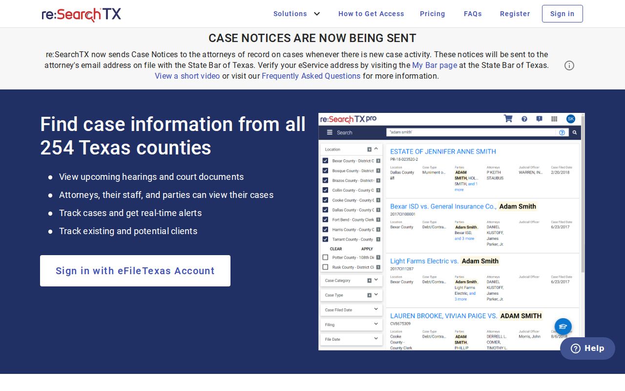 Goliad County case search entry through the official re SearchTX portal