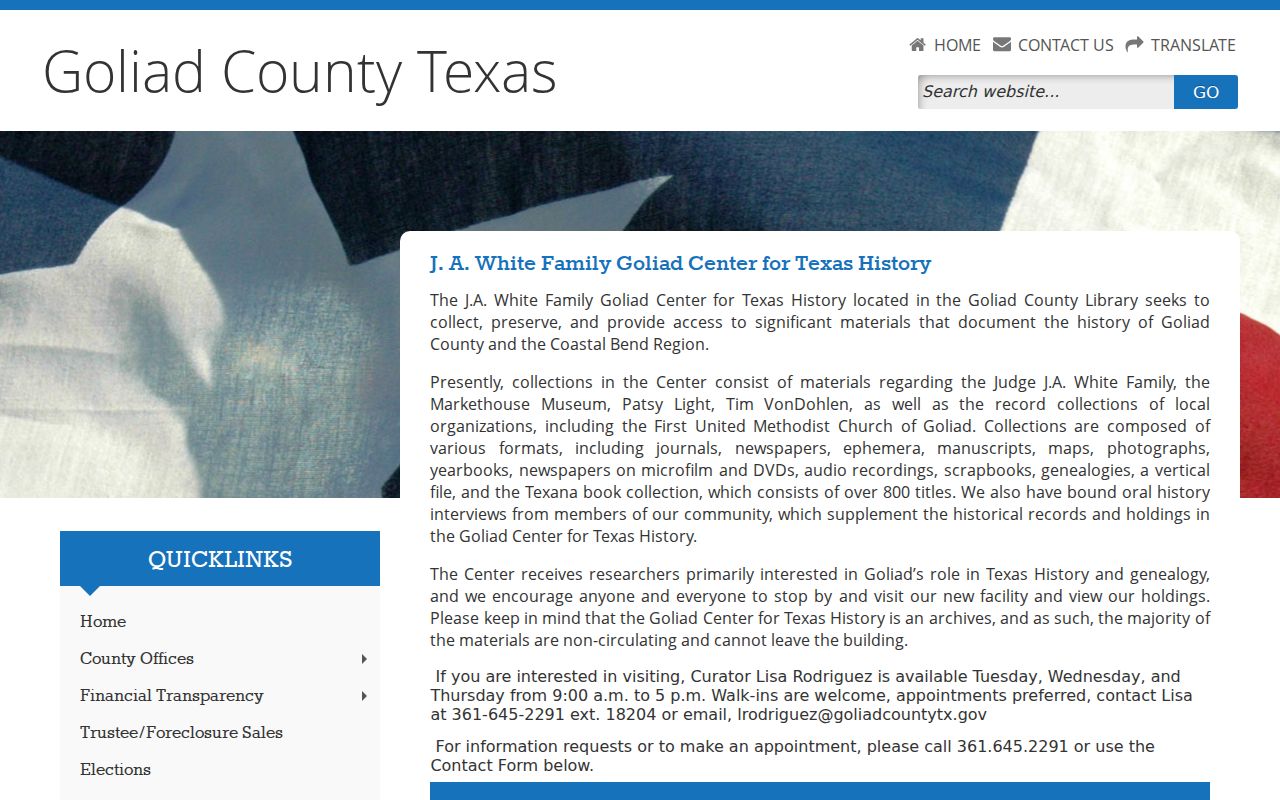 Goliad County historical archive for court record leads
