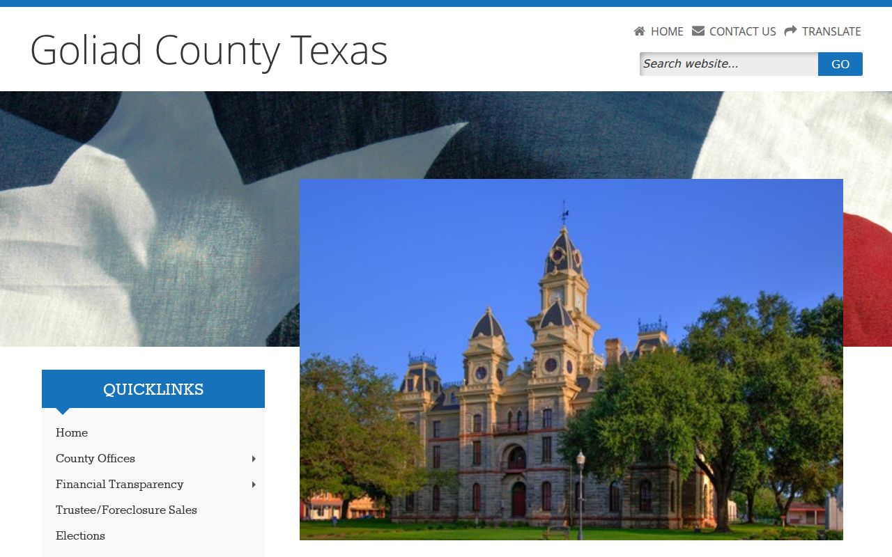 Goliad County court docket calendar on the official county homepage